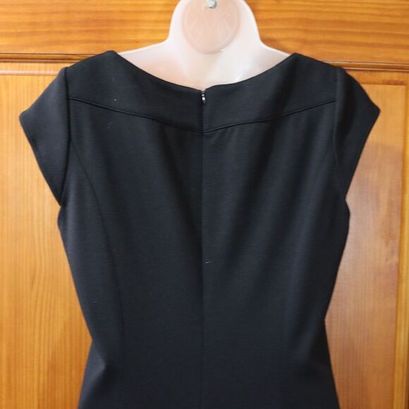 Kay Ungar Black Sheath Tie Front Business Casual Corporate Goth Dress 10 - Picture 7 of 13